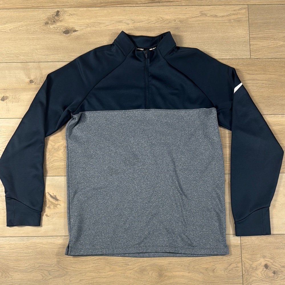 Nike Men's Therma Core Navy Blue Half-Zip Golf Pullover long sleeve - Picture 2 of 10